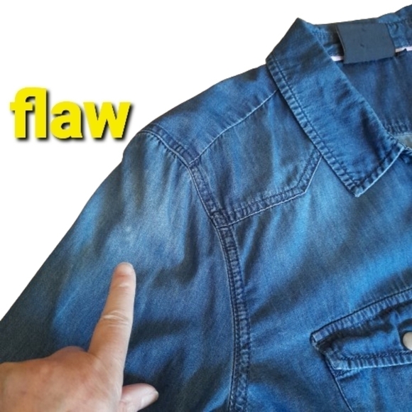 Nanette Lepore Denim Jean Top Womens Large Snap Western Cowgirl - Picture 7 of 13